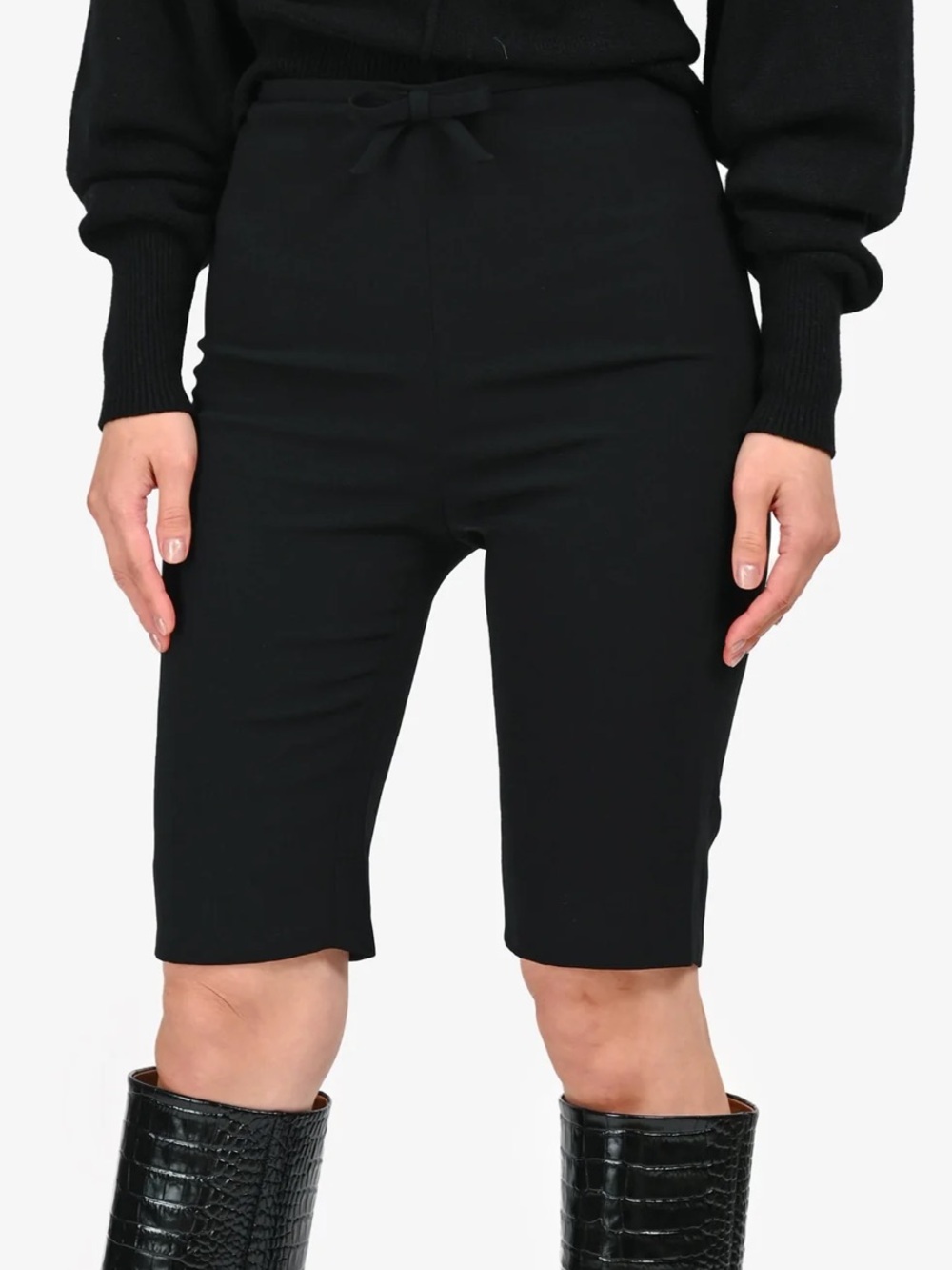 NWT Miu Miu Black Faille Cady Capri Trousers Italy Size 38